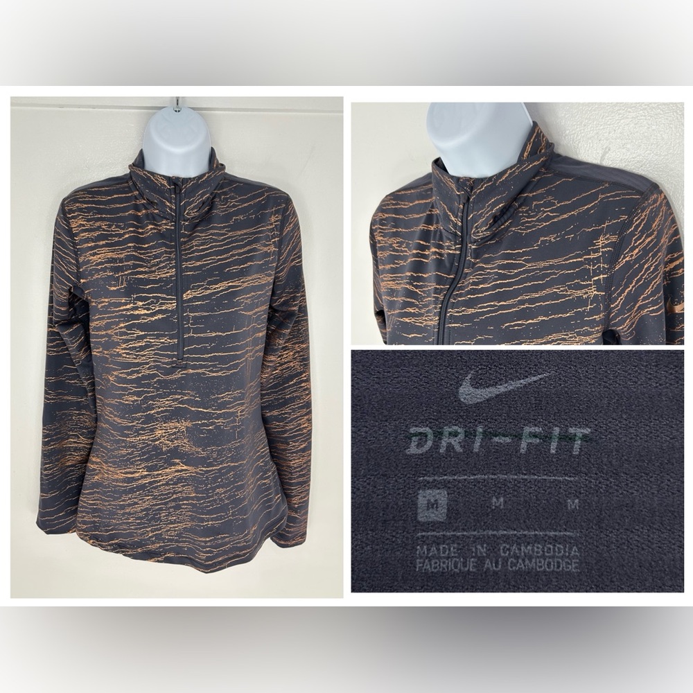 Nike Pro Dry Element Running Shirt Size Medium Copper Gray Athlesiure Outdoor‎